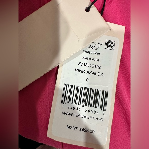 NWT Cinq à Sept Kris Crepe Blazer Jacket Ruched Sleeves Sz 0 pink azalea - Picture 8 of 14